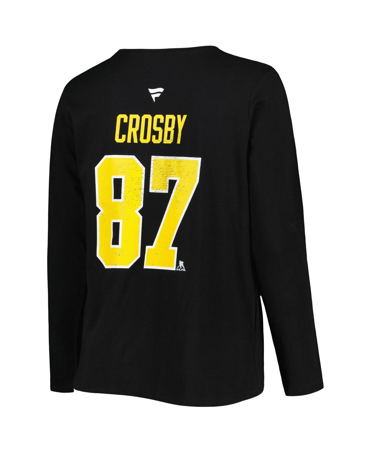 Women's Sidney CrosbyPittsburgh Penguins Plus Size Name and Number Long Sleeve T-shirt - Black