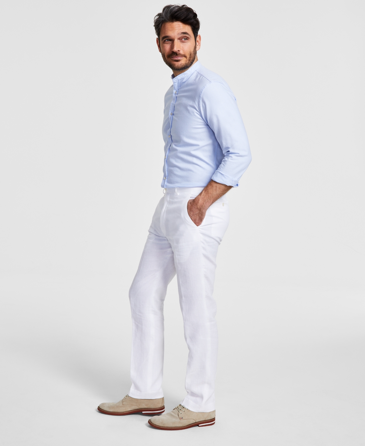 Shop Lauren Ralph Lauren Men's Ultraflex Classic-fit Linen Pants In White