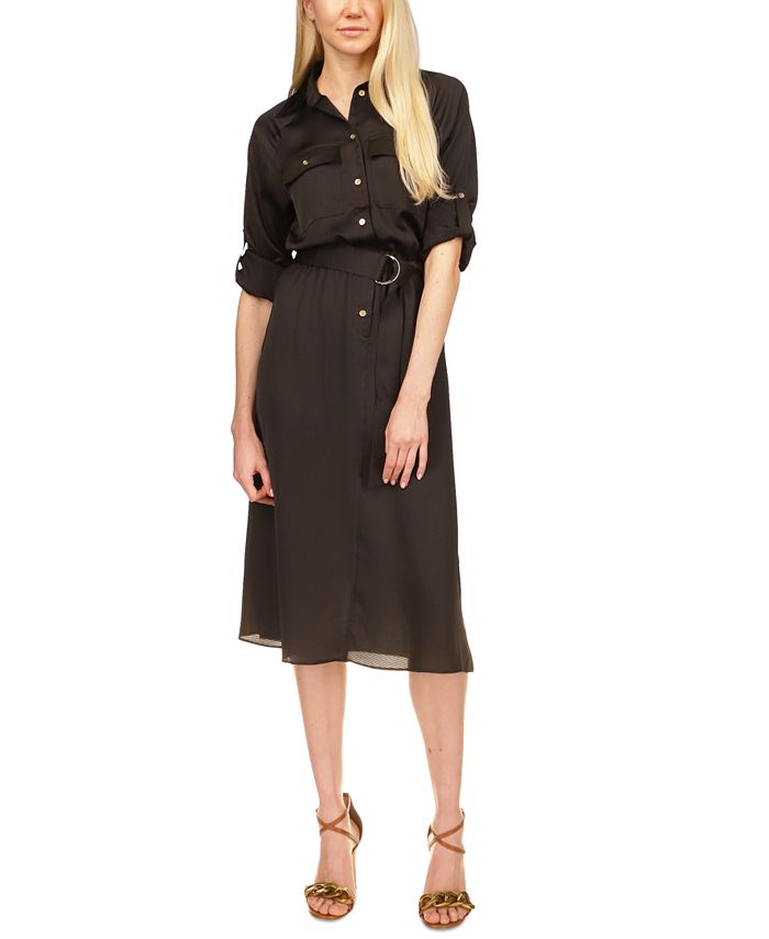 Michael Kors Women's Roll-Sleeve Utility Dress & Reviews - Dresses - Women  - Macy's