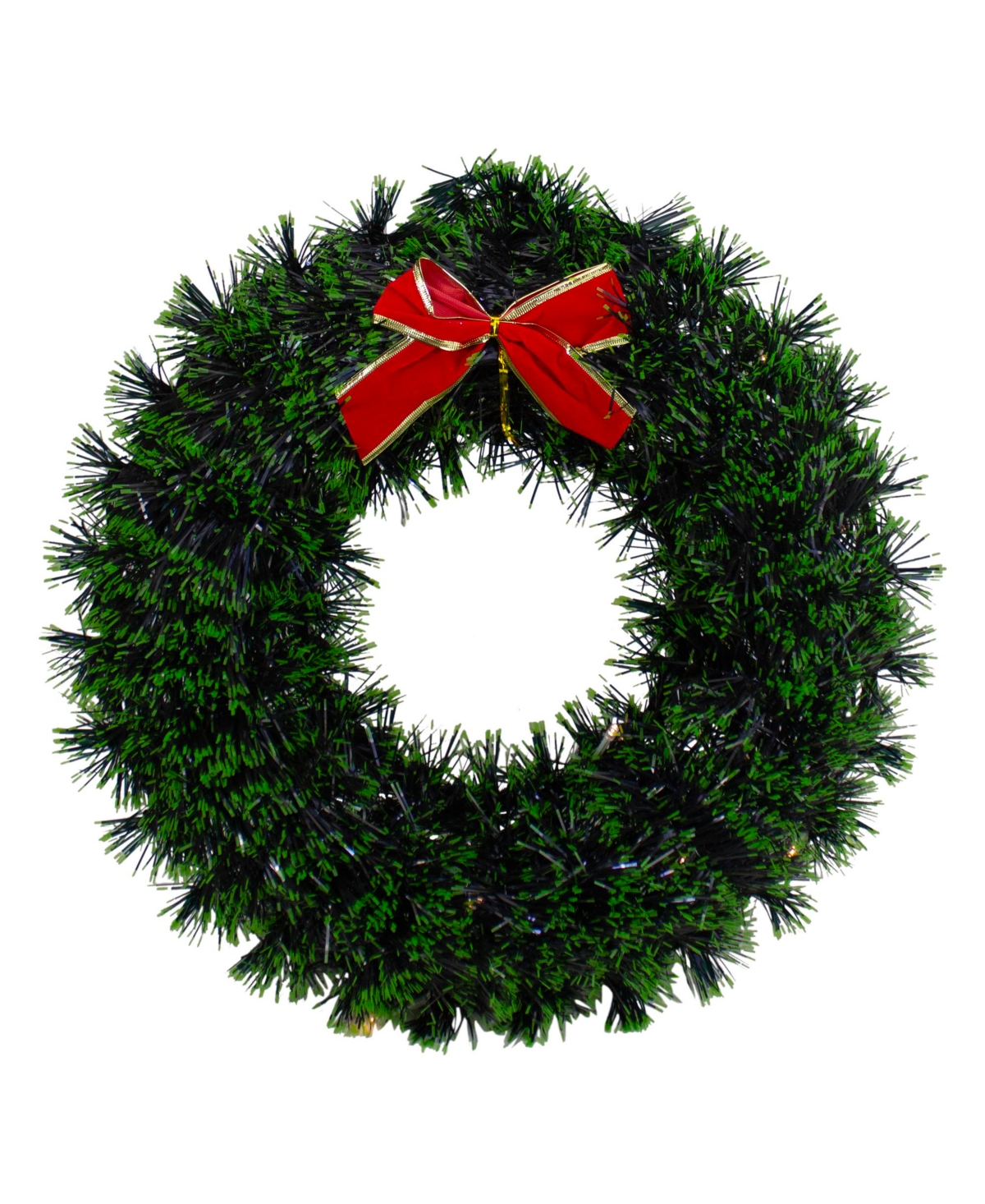 Northlight Pre- Lit Tinsel Artificial Christmas Wreath With A Bow With Clear Led Lights, 17" In Green