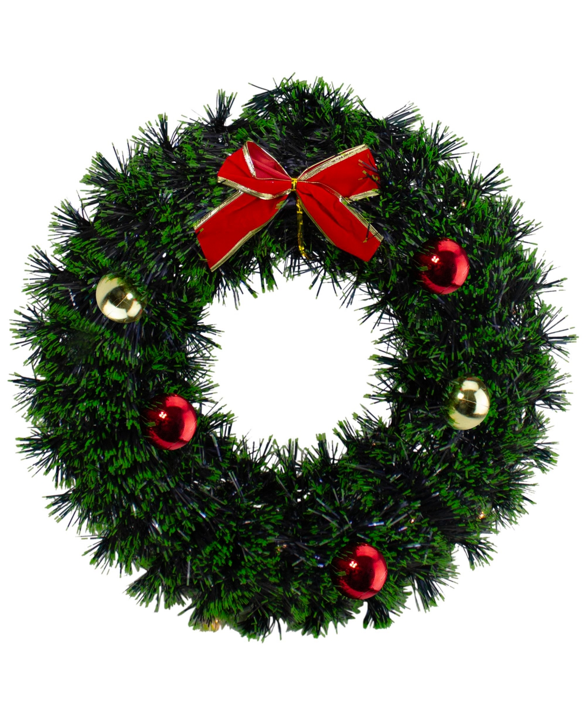 Northlight Tinsel Artificial Christmas Wreath With A Bow, 17" In Green