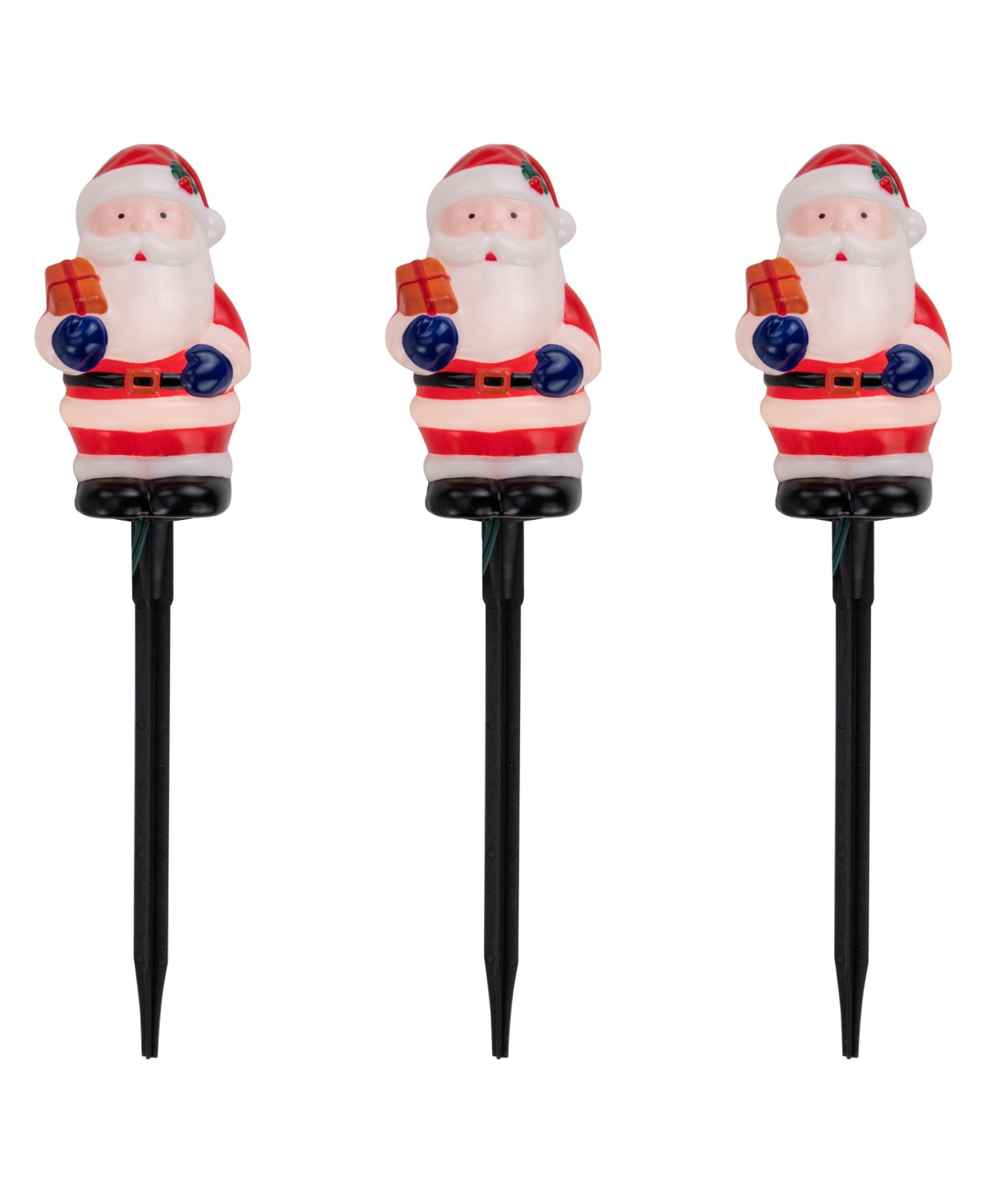 Northlight 16" Lighted Santa Claus Christmas Pathway Markers, Set Of 3 In Red