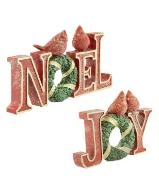 10" "Joy" and "Noel" Christmas Signs, Set of 2
