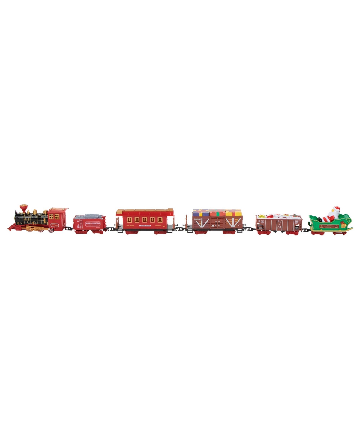 Northlight Battery Operated Lighted And Animated Christmas Train With Music And Sound Set, 22 Piece In Red
