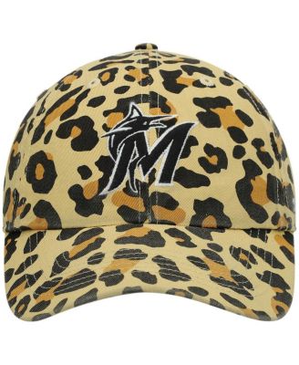 Women's Miami Marlins Tan Cheetah Clean Up Adjustable Hat