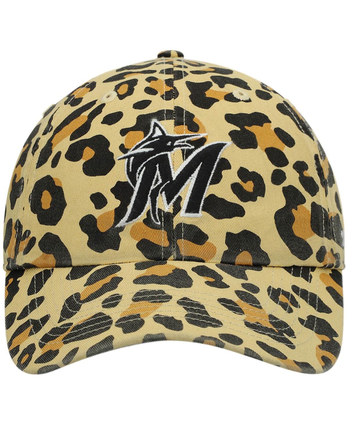 Shop 47 Brand Women's ' Miami Marlins Tan Cheetah Clean Up Adjustable Hat