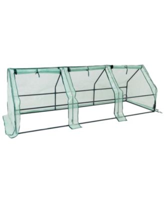 Outdoor Portable Slanted Top Plant Shelter Mini Cloche Greenhouse with Zipper Doors - 36" - Green