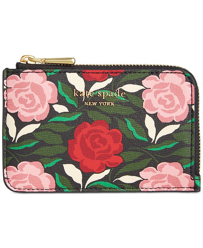kate spade new york Morgan Rose Garden Printed Saffiano Leather Gift Boxed  Zip Card Holder - Macy's