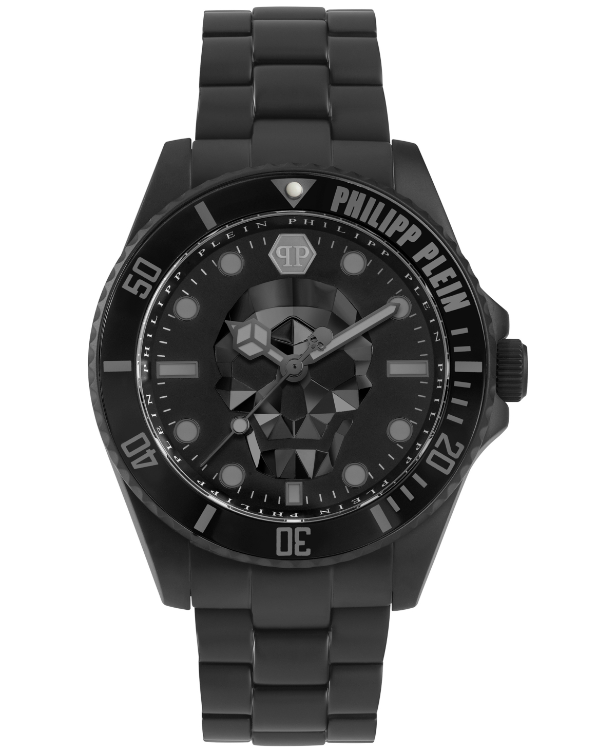 Philipp Plein Men's The $kull Black Ion Plated Stainless Steel Bracelet 44mm In Ip Black