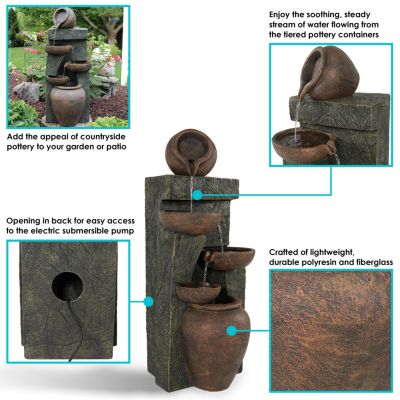39-Inch Cascading Earthenware Pottery Stream Outdoor Water Fountain