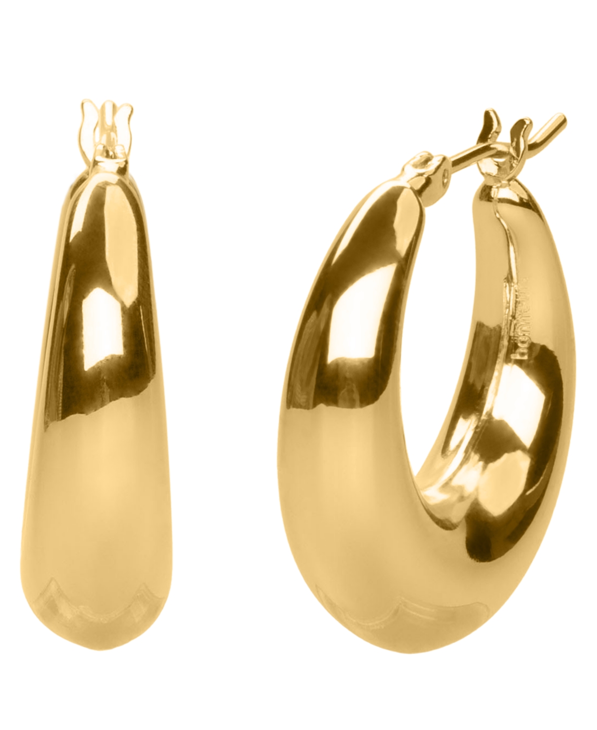 Bonheur Jewelry Large Puffy Hoops In Karat Gold Plated Brass