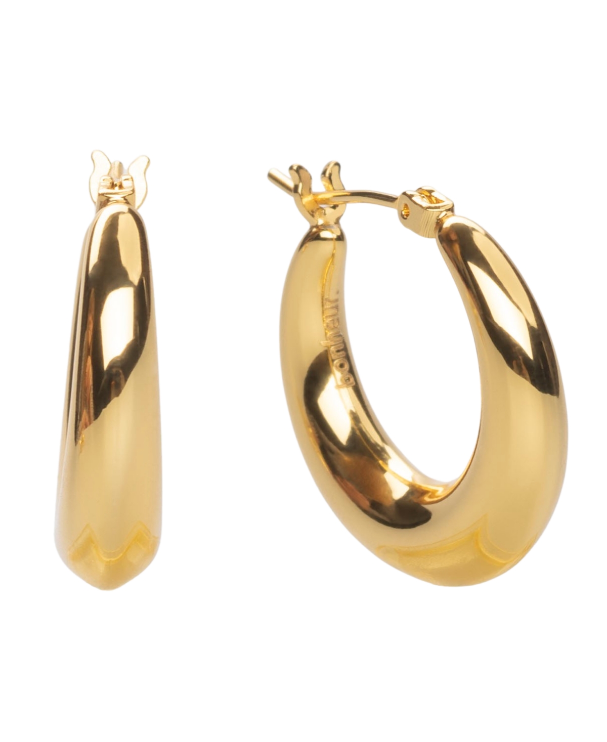 Bonheur Jewelry Puffed Hoop Earrings In Karat Gold Plated Brass