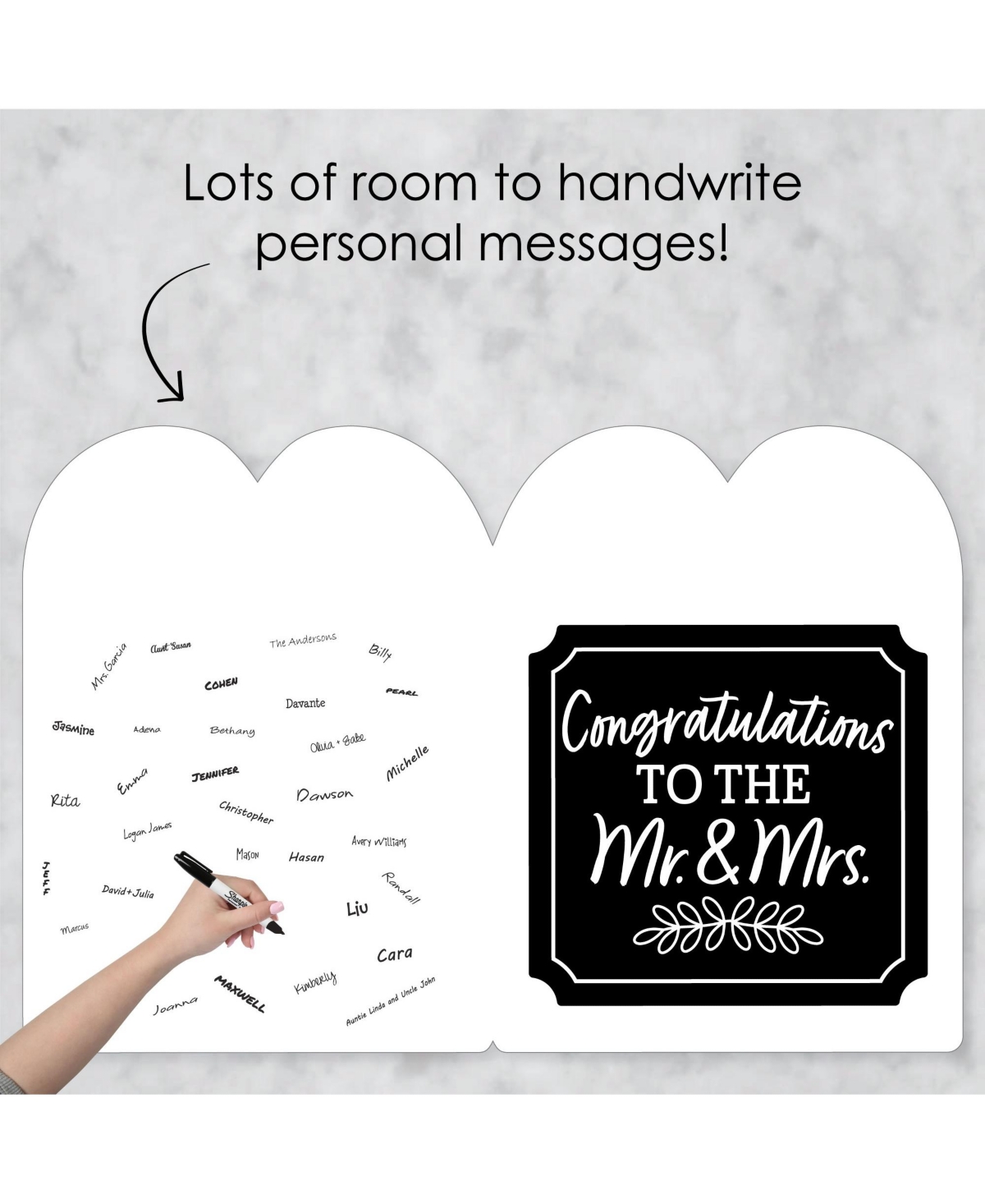 Big Dot Of Happiness Mr. And Mrs. - Black And White Wedding Or