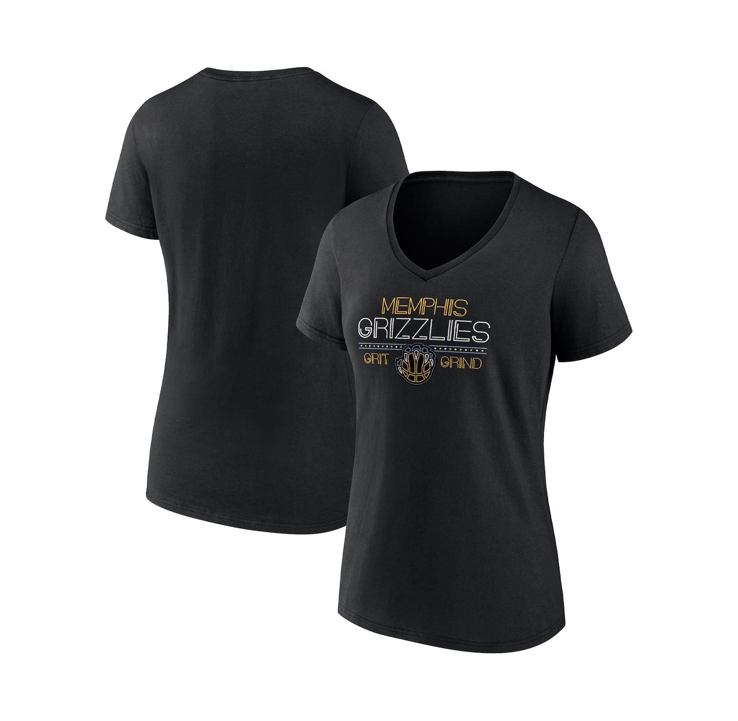 Women's Black Memphis Grizzlies Hometown Collection Grit Grind V-Neck T-shirt