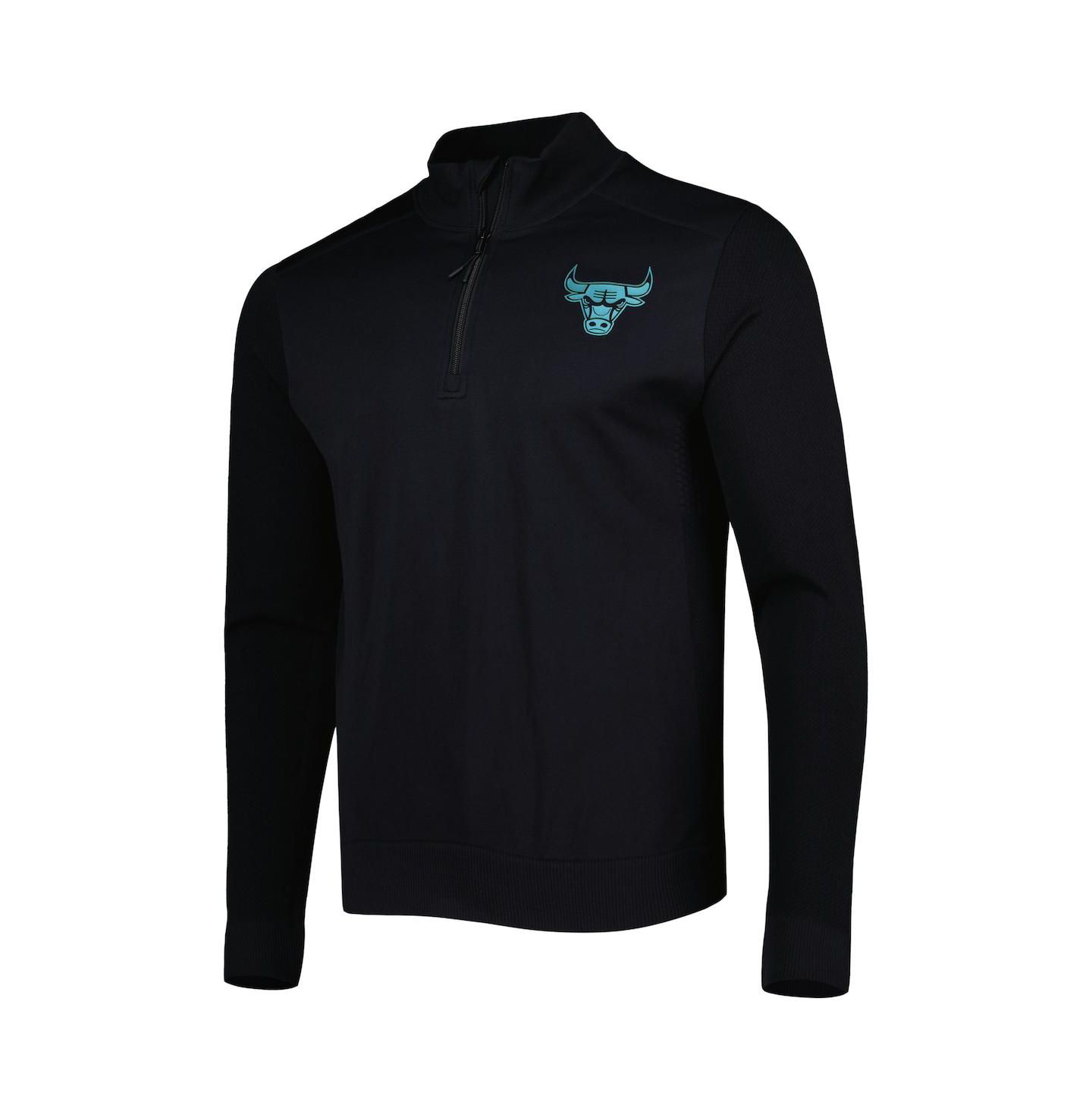 Мужская куртка LevelWear Black Chicago Bulls Nano Engineered Knit Fabric Quarter-Zip — фото 4