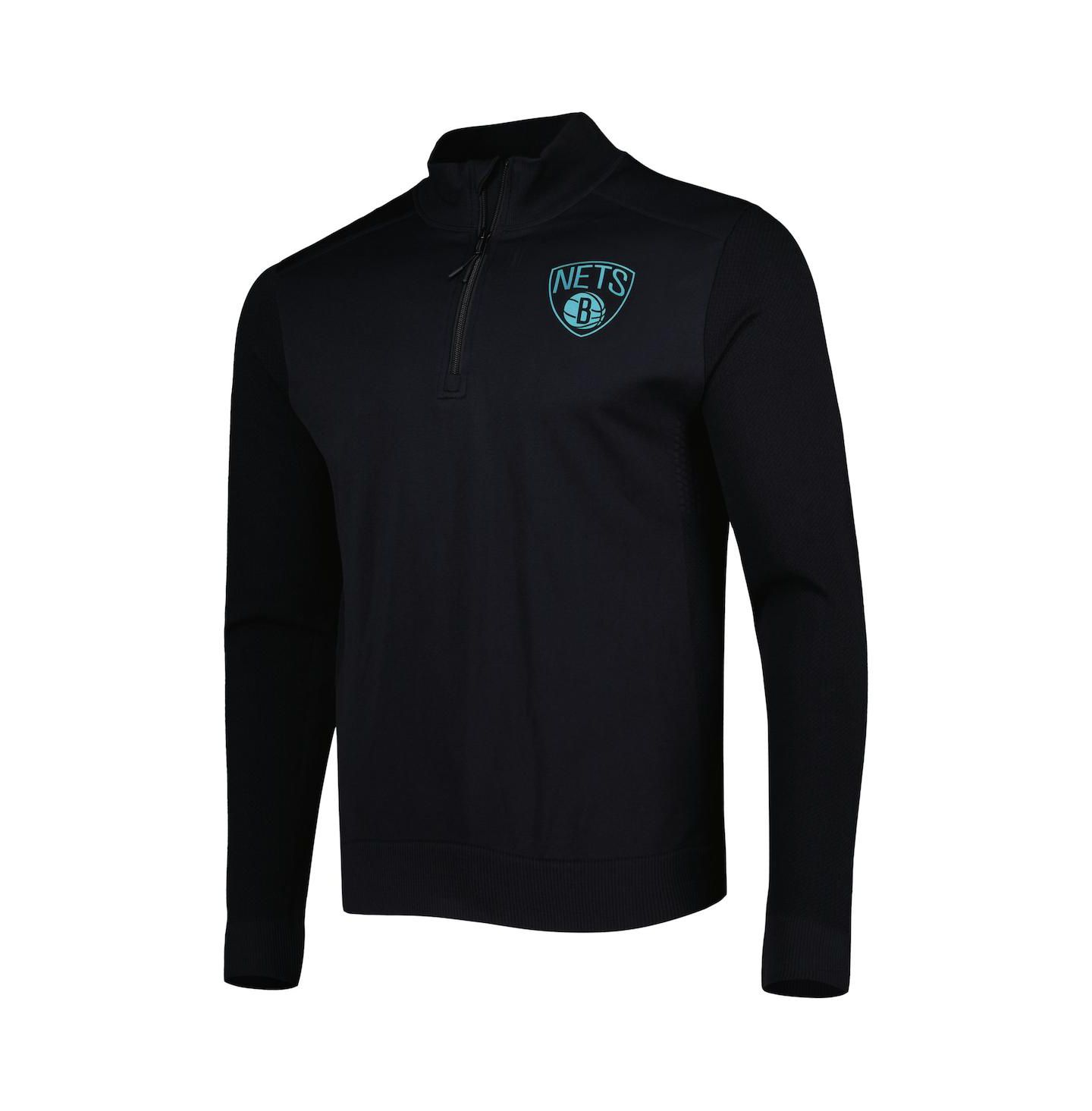 Мужская куртка LevelWear Black Brooklyn Nets Nano Engineered Knit Fabric Quarter-Zip — фото 3