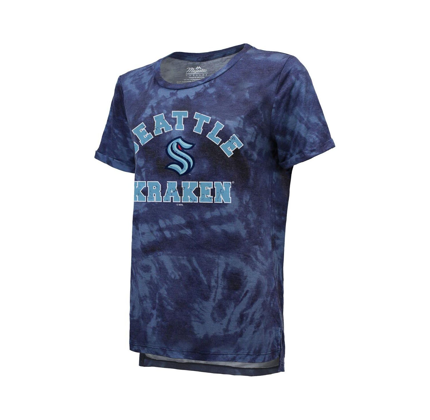 Women's Threads Deep Sea Blue Seattle Kraken Boyfriend Tie-Dye T-shirt