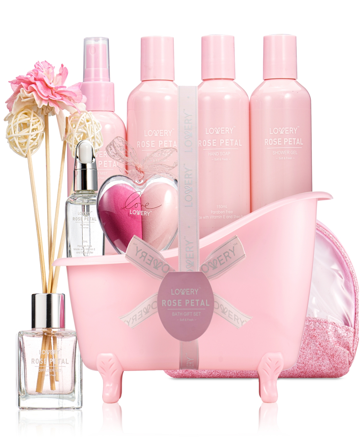 Lovery 17-pc. Rose Petal Aromatherapy Home Spa Gift Set