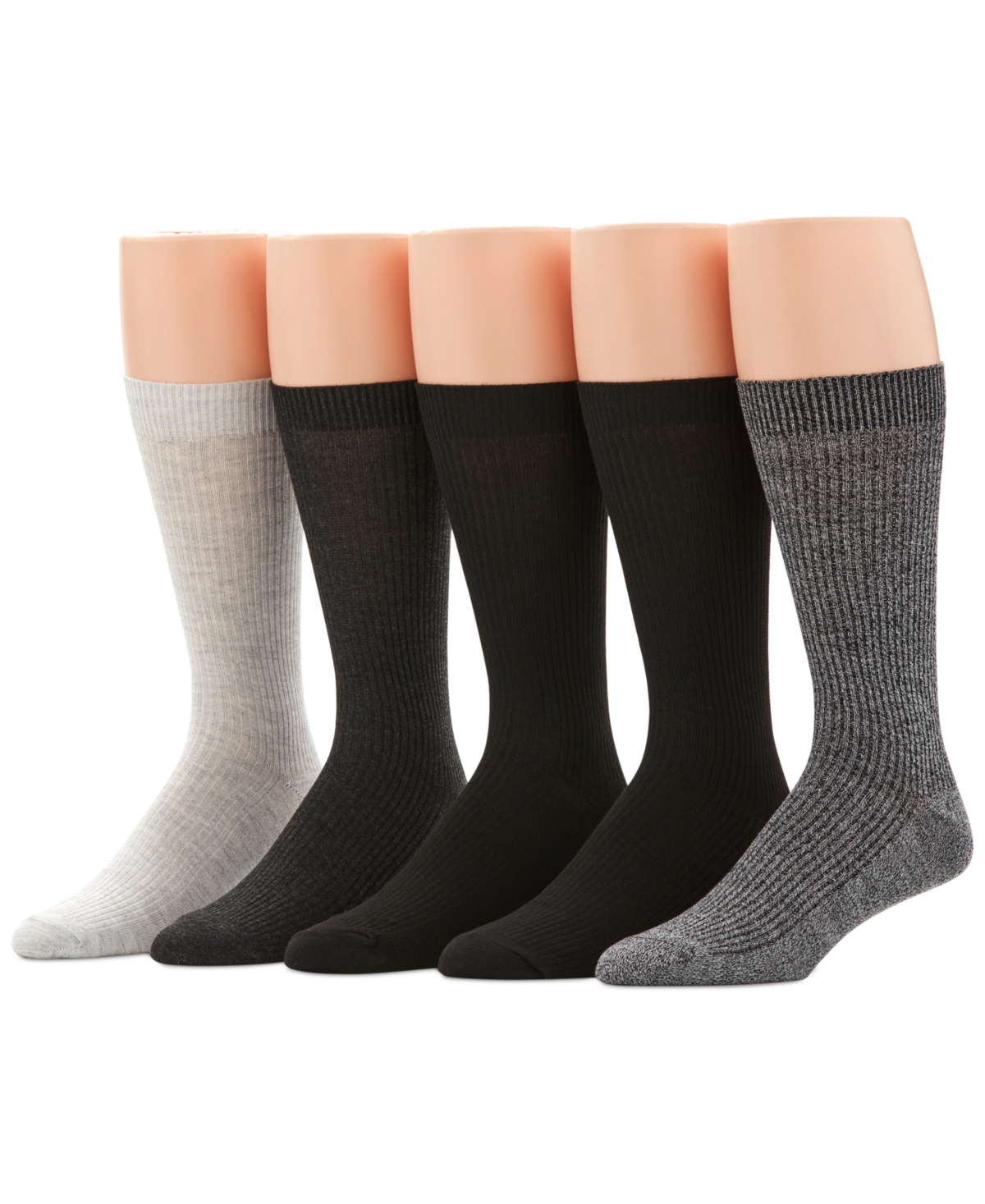 Men's 5-Pk. Ribbed Crew Socks - Grey