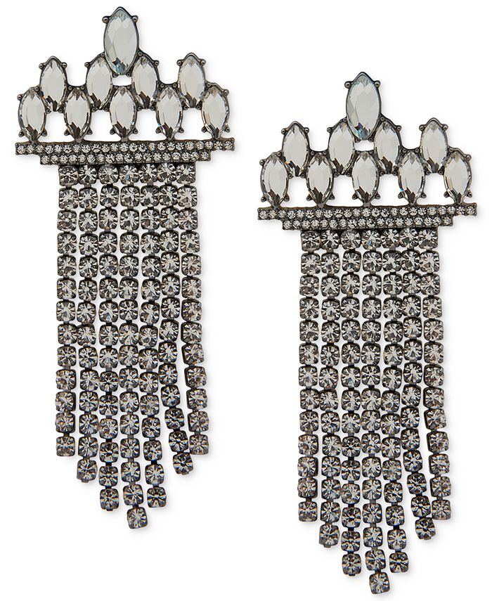KARL LAGERFELD PARIS Hematite Tone Crystal Fringe Chandelier