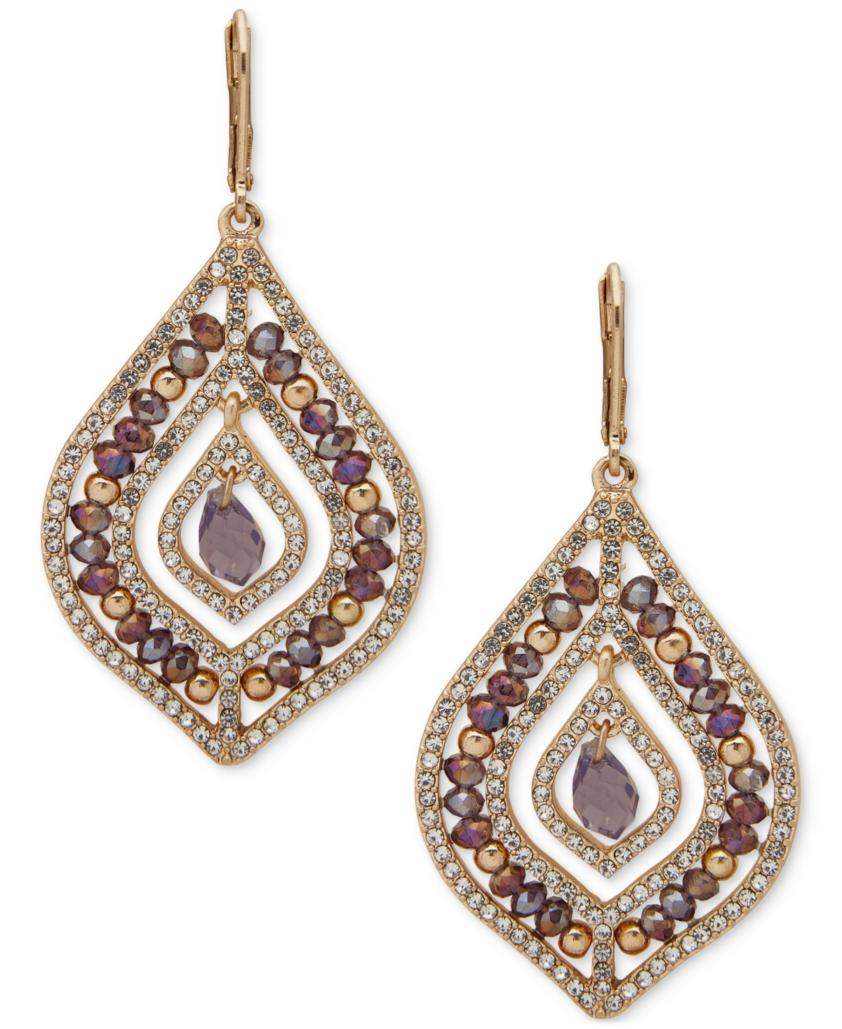 lonna & lilly Gold-Tone Pave & Bead Multi-Row Chandelier Earrings