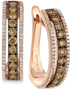 image of Le Vian Chocolate and White Diamond Hoop Earrings in 14k Rose Gold (9/10 ct. t.w.)