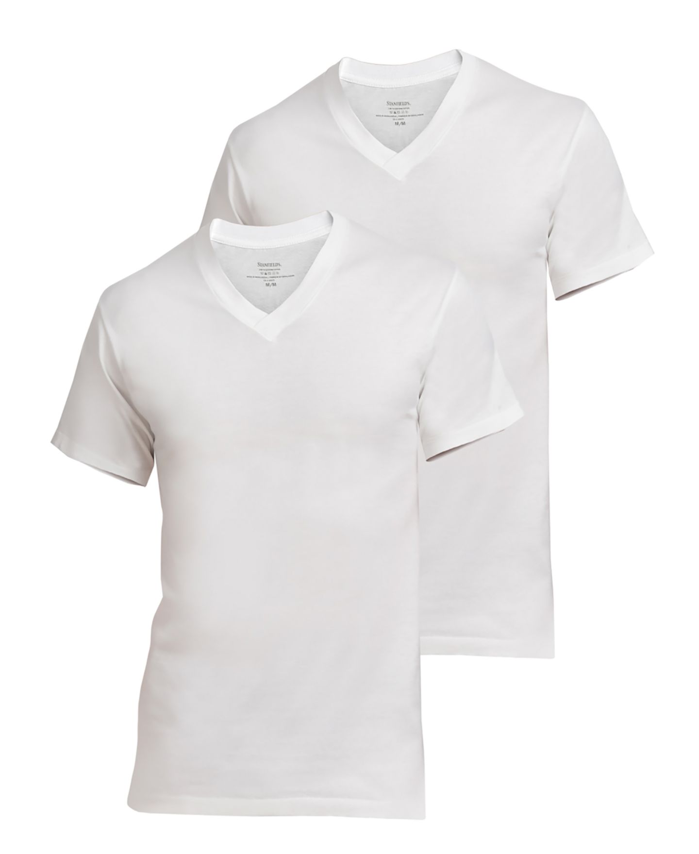 Мужские топы Stanfield's Supreme Cotton Blend V-Neck Undershirts, Pack of 2, цвет: Белый — фото 1