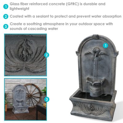 28-Inch Outdoor French-Inspired Flat Back Water Fountain - Glass Fiber Reinforced Concrete Construction