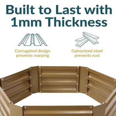 11.75" H Raised Metal Garden Bed - Galvanized Raised Garden Bed Outdoor for Vegetables and Flowers - Brown - Hexagon