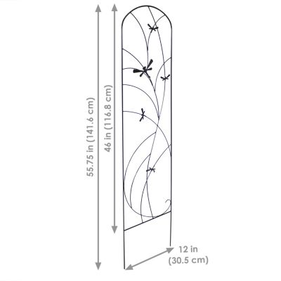 Decorative Steel Metal Dragonfly Delight Design Garden Trellis - 55.75" H - Black - 2-Pack