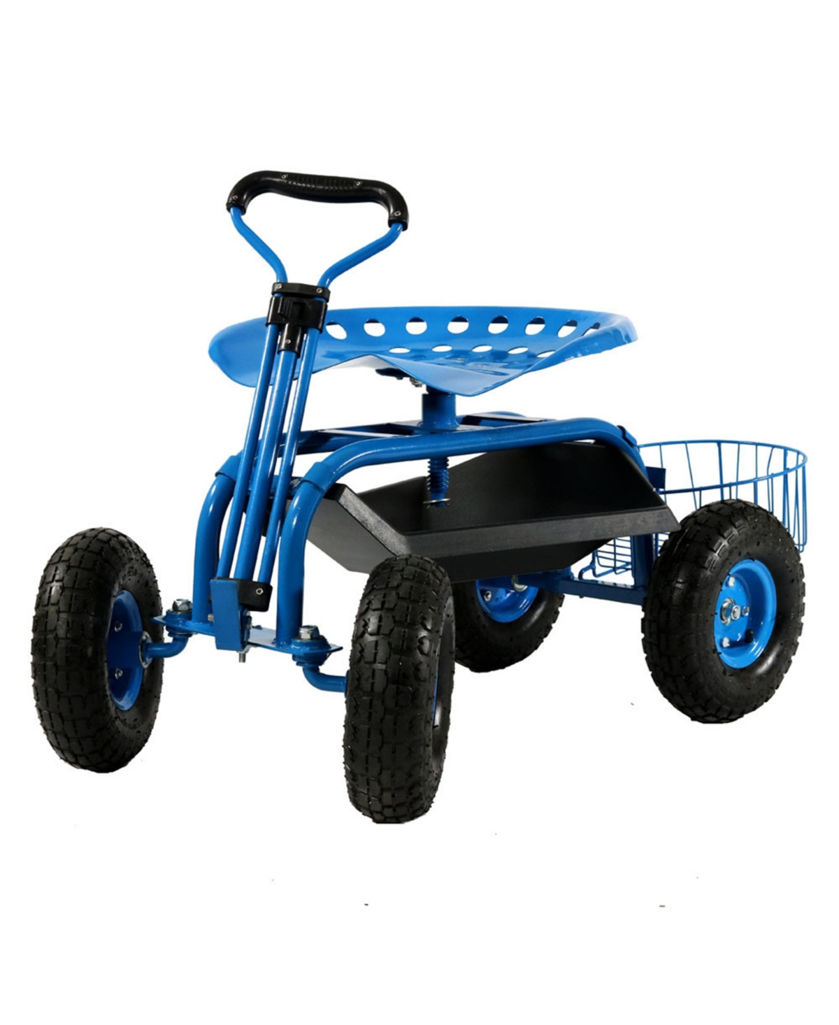 Steel Rolling Garden Cart with Swivel Steering/Planter - Blue - Blue