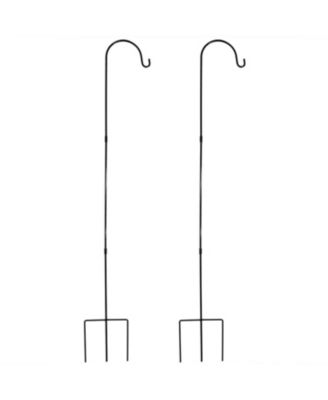 Outdoor Heavy-Duty Steel Garden Hanging Bird Feeder Plant Shepherd Hooks - 82" - Black - 2pk