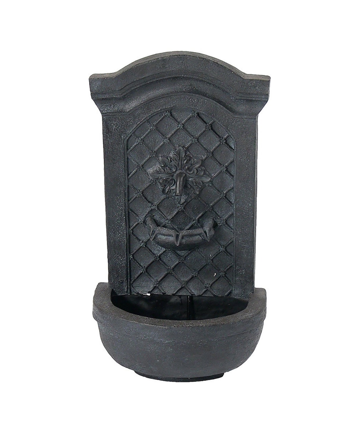 Sunnydaze Decor Rosette Leaf Polystone Outdoor Solar Wall Fountain - Lead