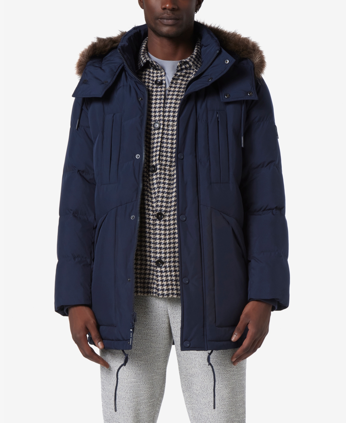 Men's Tremont Down Parka with Faux Fur Trimmed Removable Hood - Black