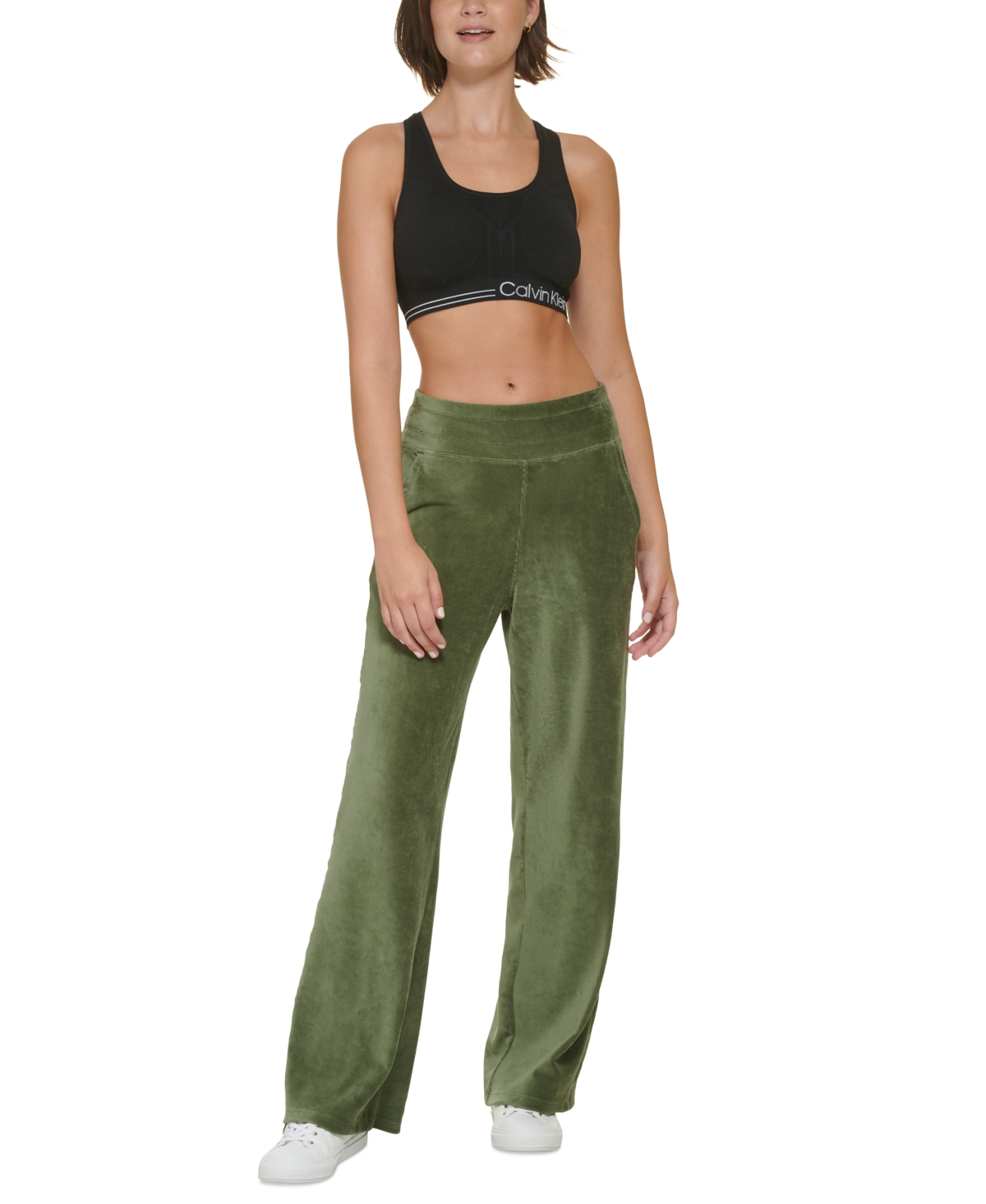 Calvin Klein Performance Women s Wide Leg Velour Pants Smart Closet