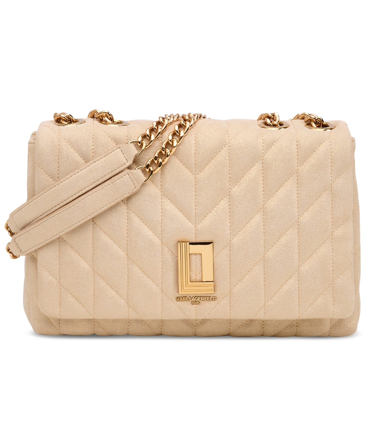 Karl Lagerfeld Lafayette Leather Crossbody In Tan/gold