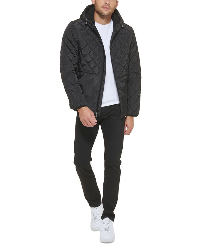 Kenneth Cole Men's Diamond Quilted Hooded Jacket - Macy's