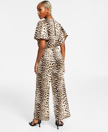 On 34th Women's Animal-Print Jacquard Jumpsuit, Created for Macy's