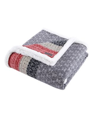 Eddie Bauer Fair Isle Ultra Soft Plush Fleece Reversible Oversized Throw Blanket 70 X 50 Macy s