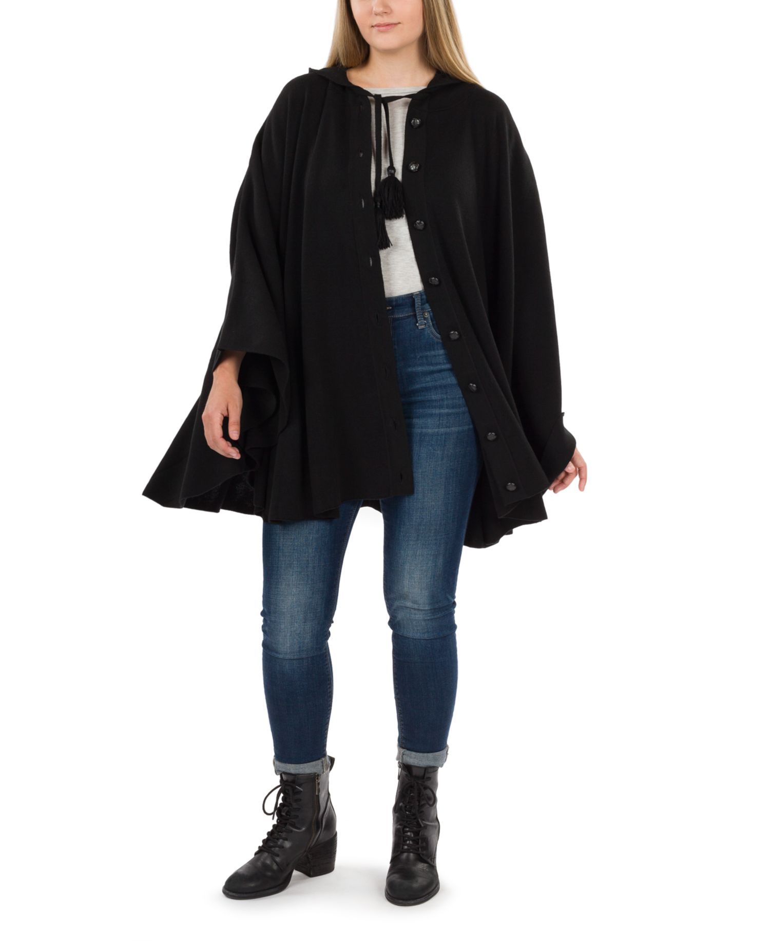 Women's Hooded Cape with Buttons