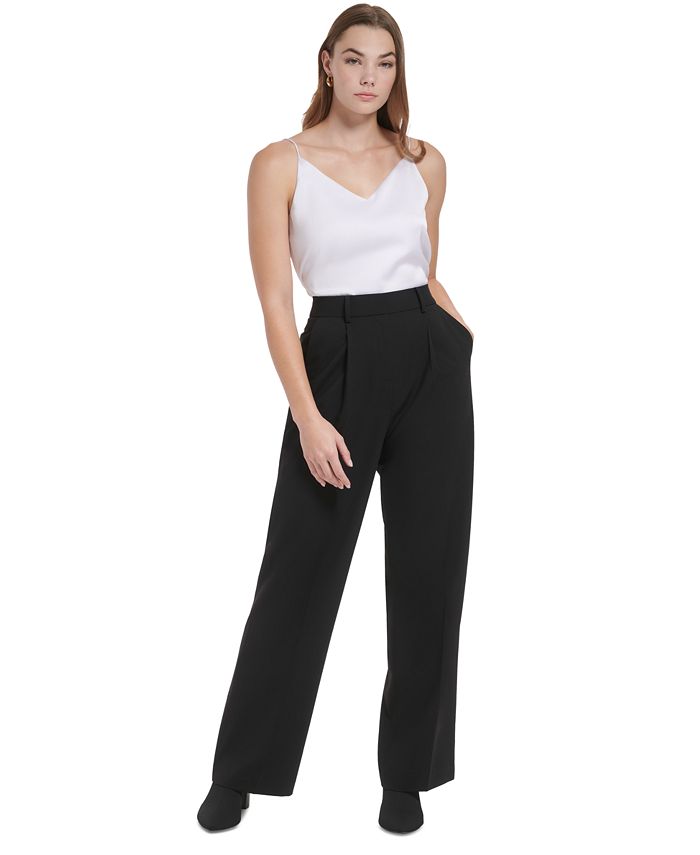 Calvin Klein Women's Luxe Wide Leg Pants Brown Size 8