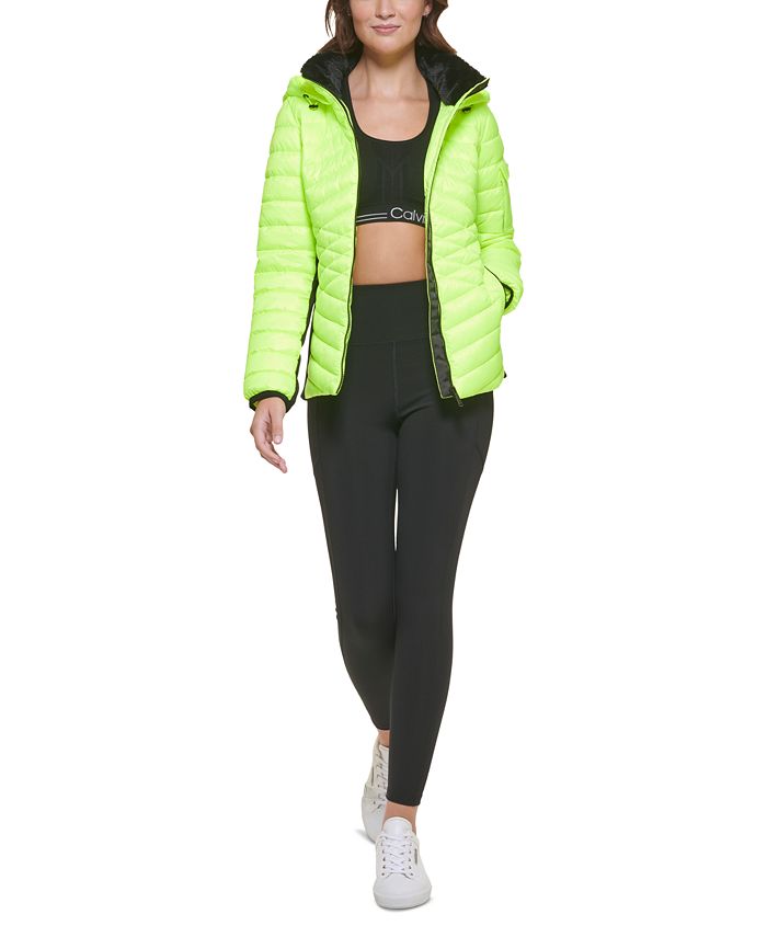 Calvin Klein Hooded Mixed-Media Puffer Jacket - Macy's