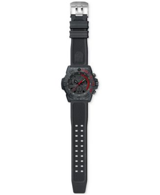 Men's Swiss Chronograph Navy Seal Dive Black Rubber Strap Watch 45mm