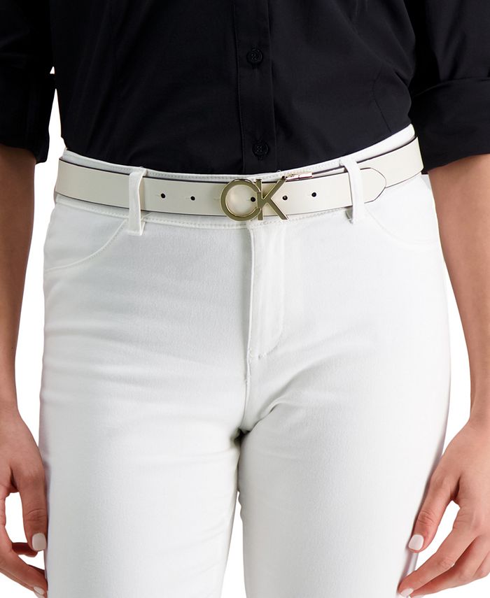 REVERSIBLE MONOGRAM BUCKLE BELT SOLID PINK