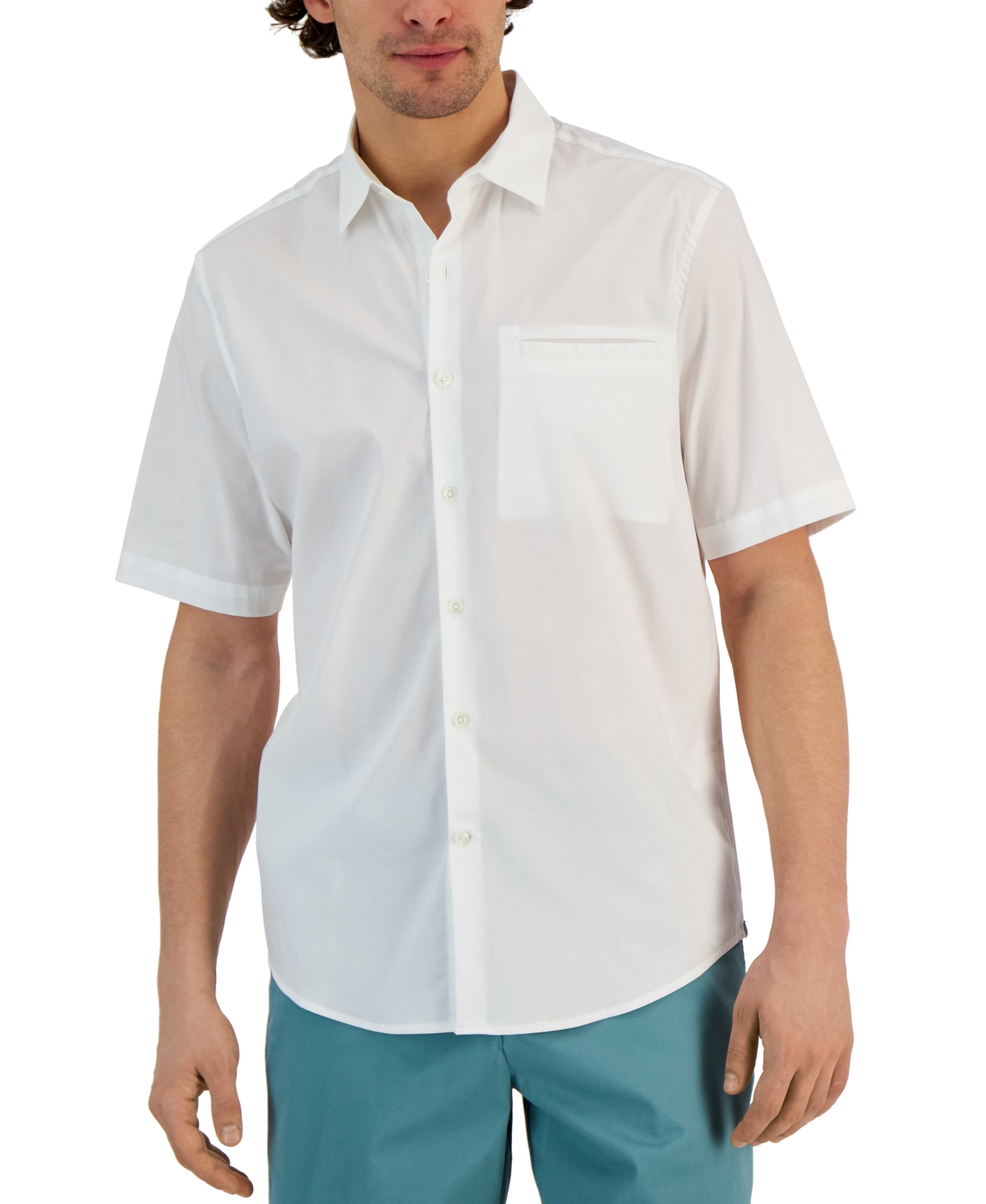 Alfani Men's Modern Classic-fit Stretch Solid Button-down Shirt, Created For Macy's In Bright White