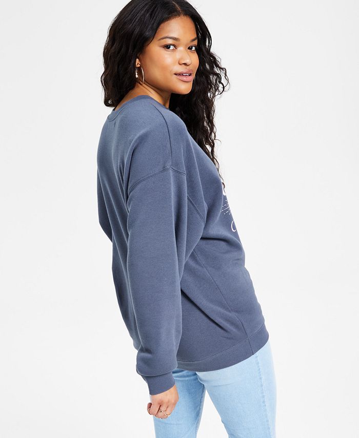 Grayson Threads Black Juniors' Celestial-Graphic Oversized Sweatshirt ...