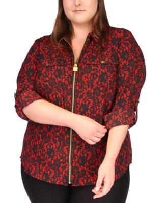 Michael Kors Plus Size Zip-Front Lace 