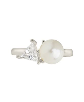 Cubic Zirconia and Imitation Pearls Dara Ring
