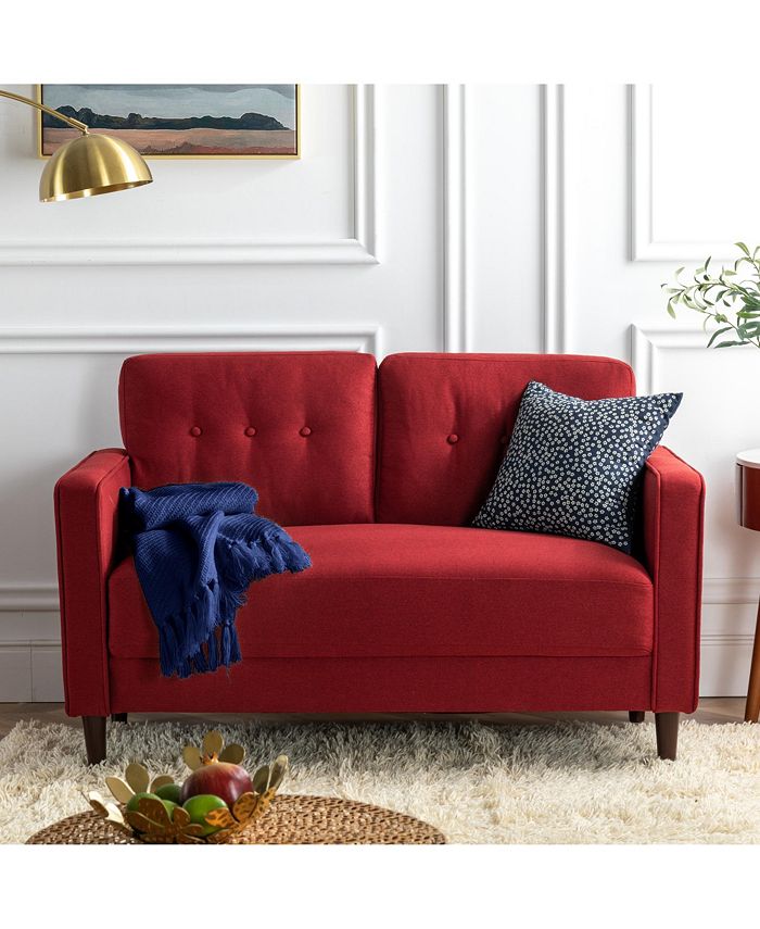 Zinus Mikhail MidCentury Upholstered Loveseat & Reviews Furniture