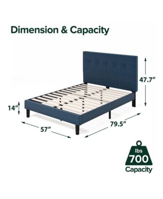 Zinus Omkaram Upholstered Navy Platform Bed / Wood Slat Support, Full ...